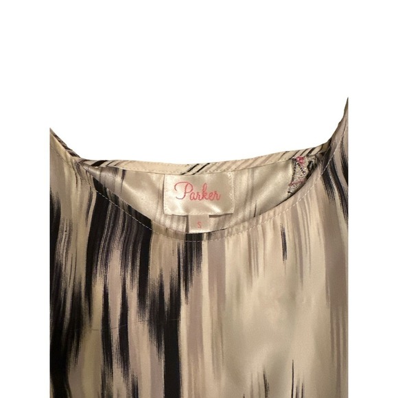 Parker Women's Sleeveless Caroline Ikat Split Back Top Size S Black Cream NWT - Picture 3 of 7